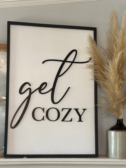 Get Cozy - White, Home Decor Sign