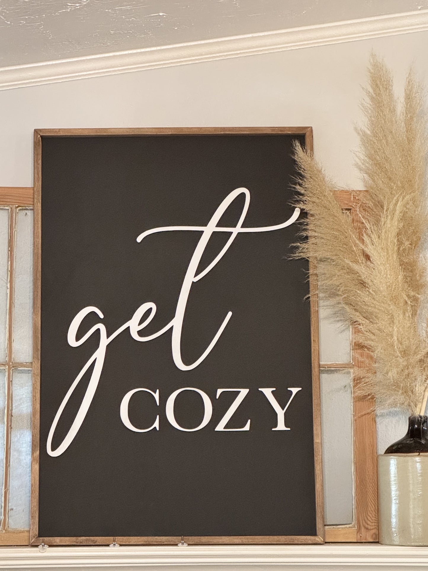 Get Cozy - Black, Home Decor Sign