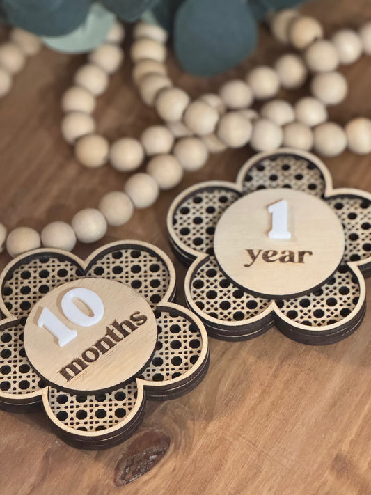 Baby Girl Milestone Cards - Rattan Flowers