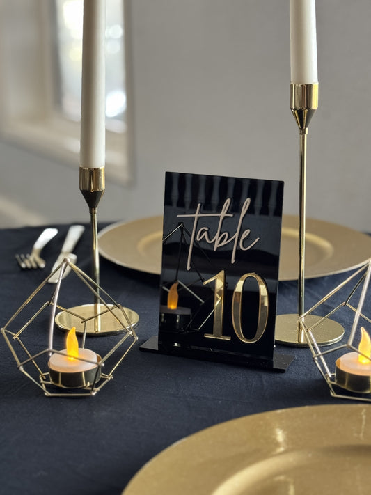 Acrylic Table Numbers - Black and White - Gold and Silver - Wedding Signage - Table Numbers - Modern - Boho - Elegant - Event Table Signs