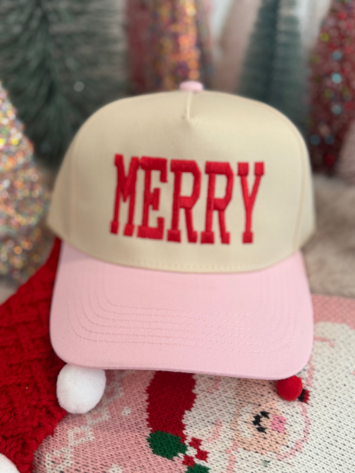 MERRY Christmas Hat – Pink + Red