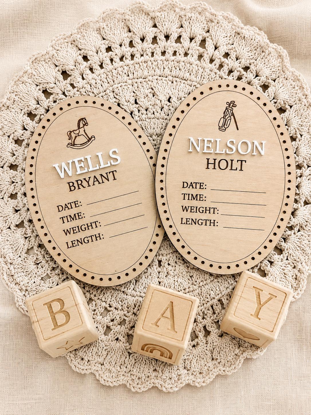 Personalized Baby Announcement & Birth Stat Board | Custom Wooden Name Sign | Newborn Photo Prop | Baby Shower Gift