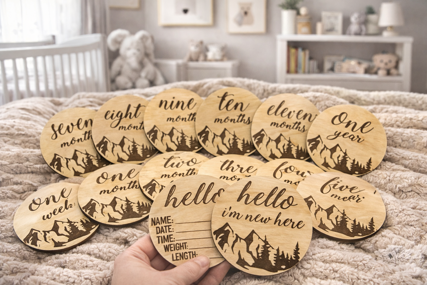 Baby Boy Milestone Cards - Mountains and Trees