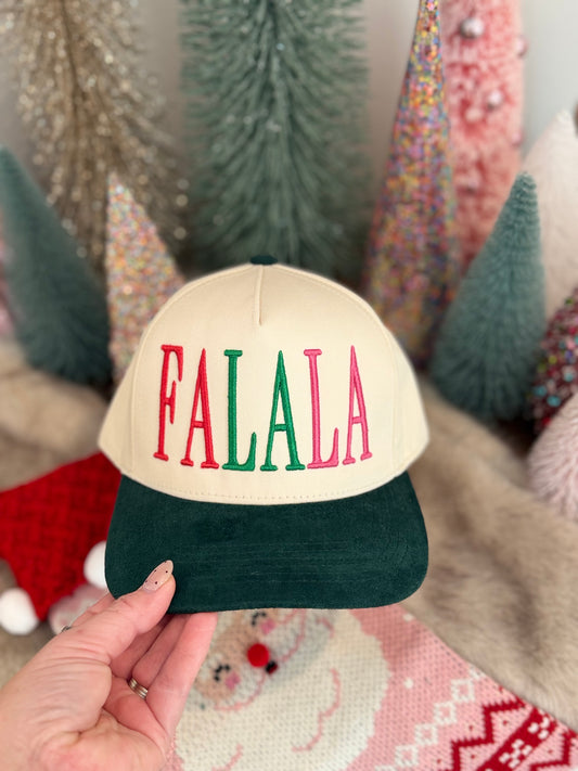 FA LA LA Christmas Puff Embroidered Hat