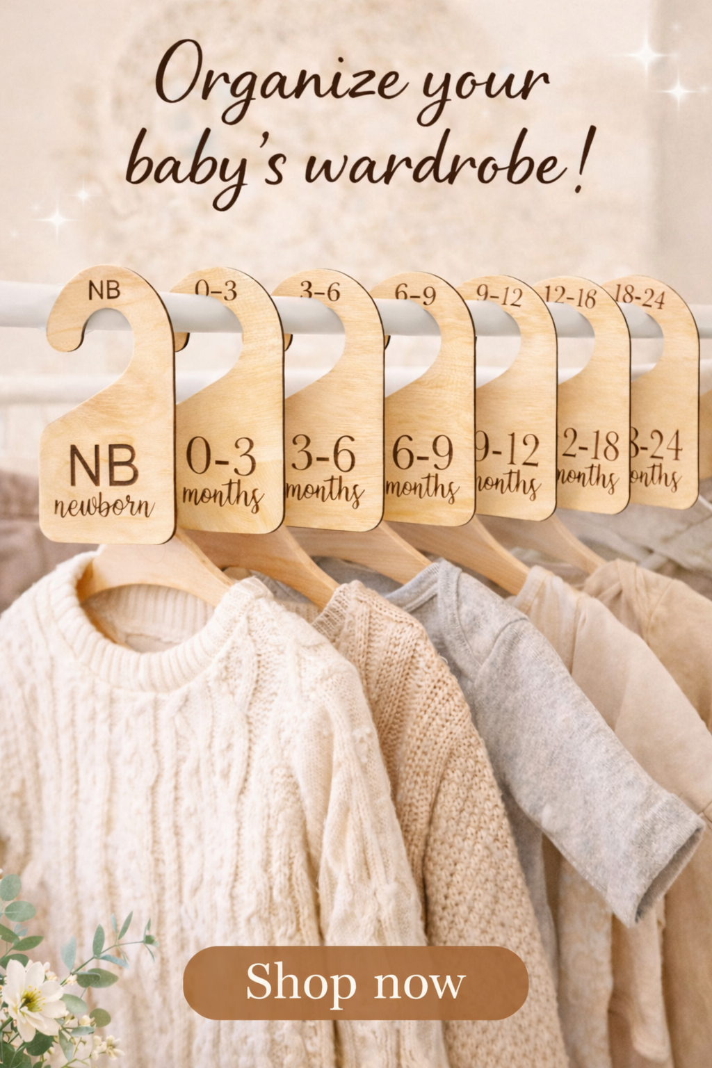 Wooden Baby Closet Dividers | Newborn to 24 Months | Nursery Closet Organizer | Baby Shower Gift