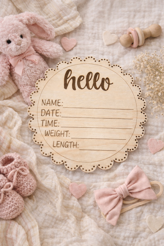Personalized Wooden Birth Announcement Sign | Baby Name & Birth Stats | Newborn Hospital Photo Prop & Keepsake