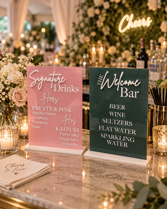 Custom Acrylic Wedding Sign | Engraved Welcome Sign, Seating Chart, Bar Menu or Menu | Personalized Wedding Decor | Multiple Colors