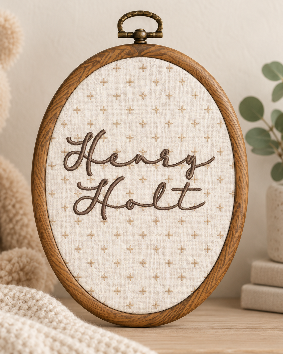 Personalized Baby Name Announcement Sign - Embroidered Newborn Announcement