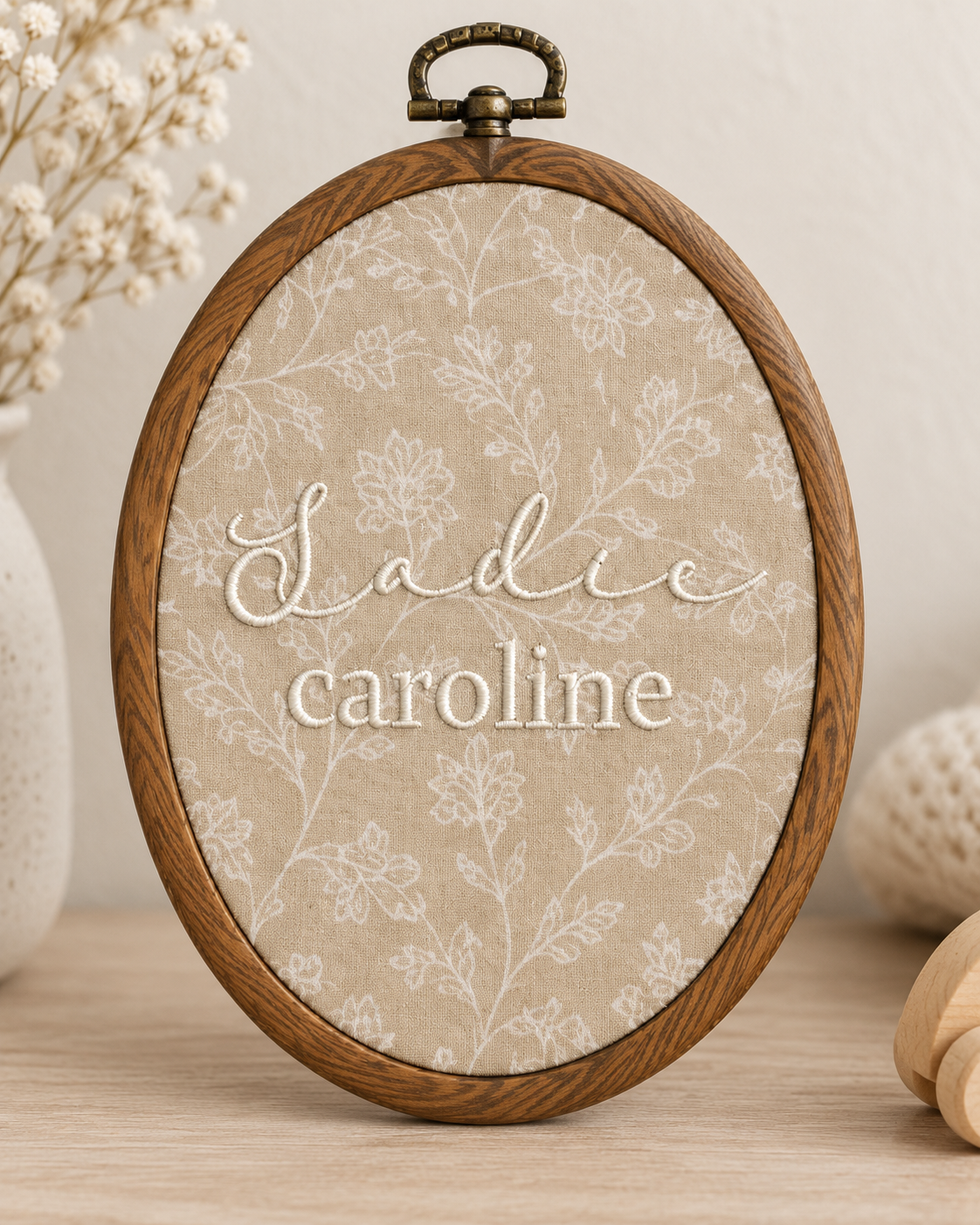 Personalized Baby Name Announcement Sign - Embroidered Newborn Announcement