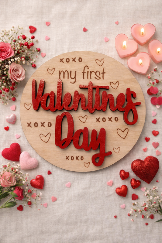 My First Valentines Day Baby Milestone Card