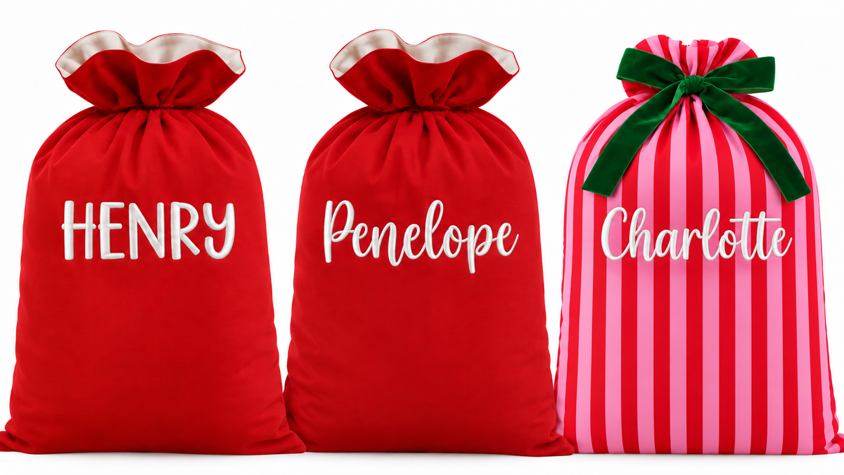 Personalized Santa Bag, Embroidered Christmas Sack, Custom Name Santa Sack, Large Reusable Christmas Gift Bag for Kids