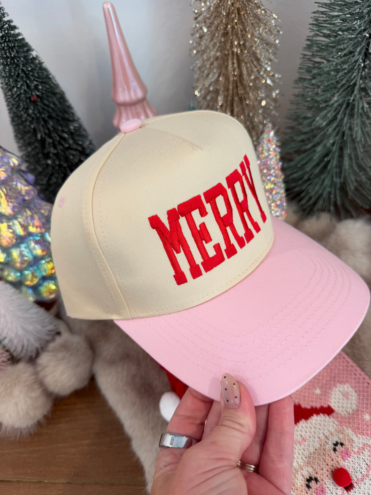 MERRY Christmas Hat – Pink + Red