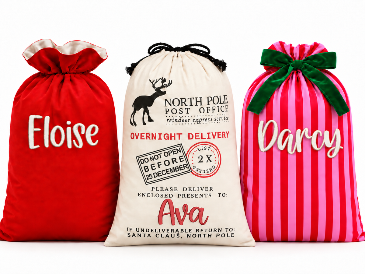 Personalized Santa Bag, Embroidered Christmas Sack, Custom Name Santa Sack, Large Reusable Christmas Gift Bag for Kids