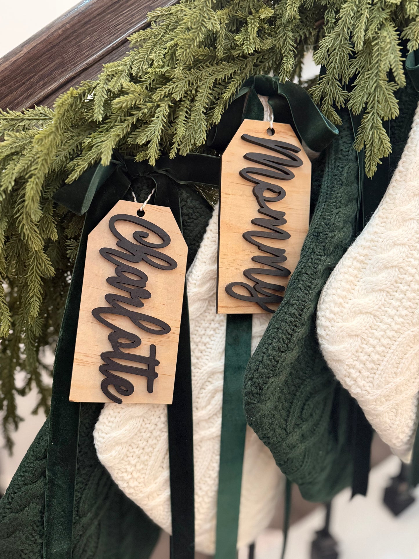 Christmas Stocking Tag, Personalized and Minimalist
