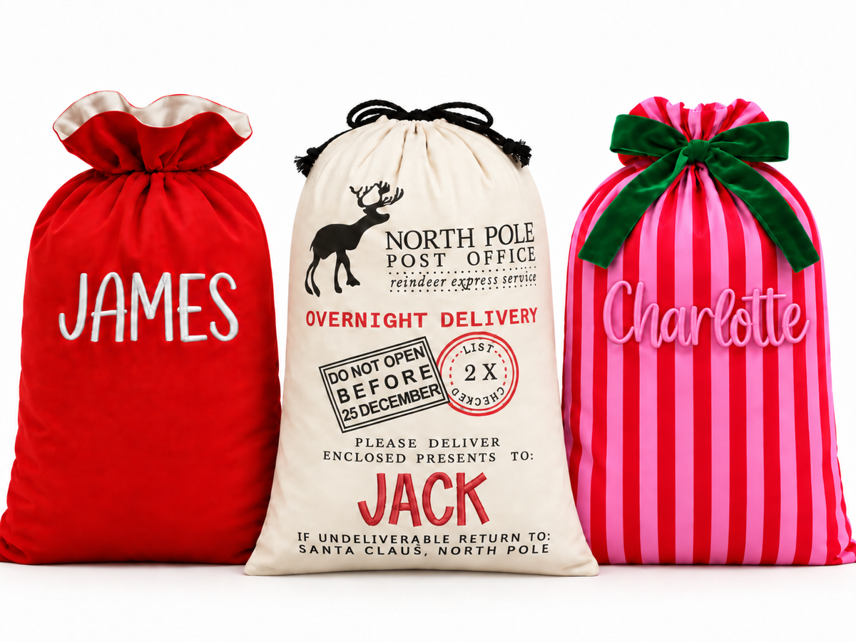 Personalized Santa Bag, Embroidered Christmas Sack, Custom Name Santa Sack, Large Reusable Christmas Gift Bag for Kids