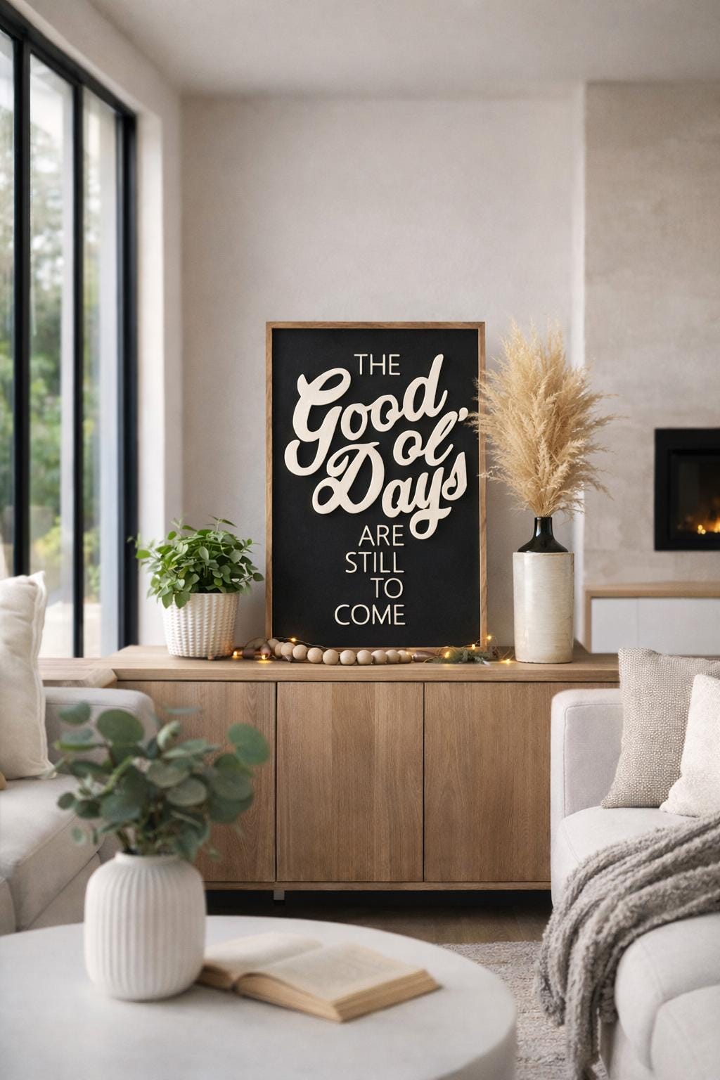The Good Ol' Days Wooden Sign, Modern Farmhouse Wall Decor