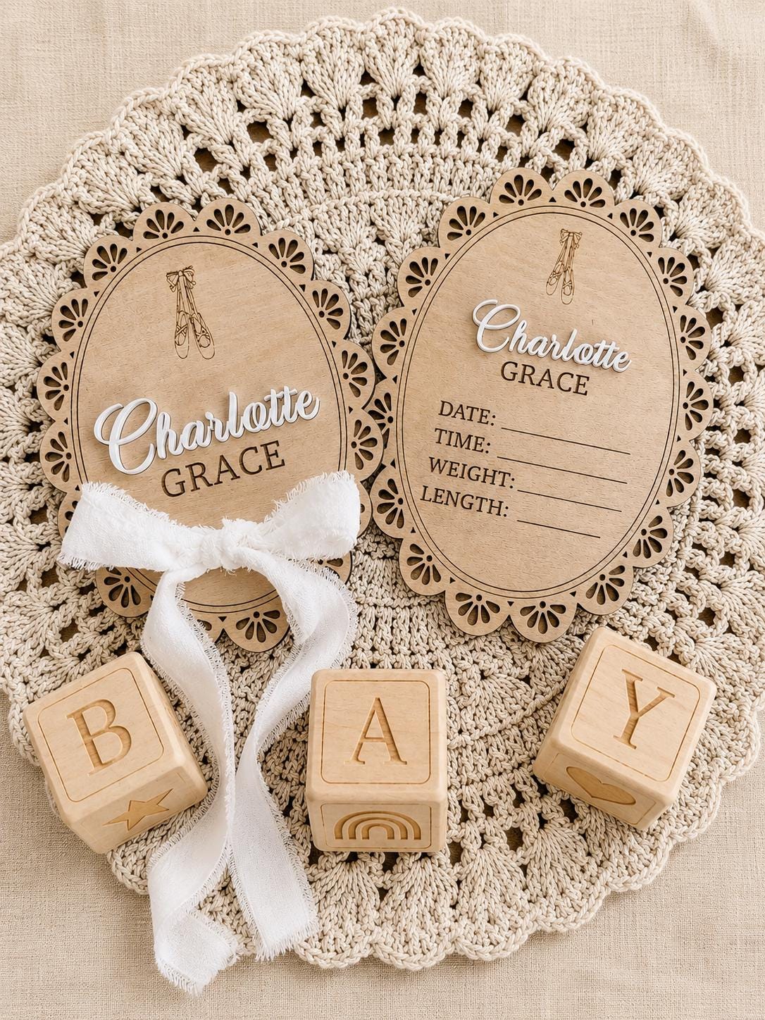 Personalized Baby Announcement & Birth Stat Board | Custom Wooden Name Sign | Newborn Photo Prop | Baby Shower Gift