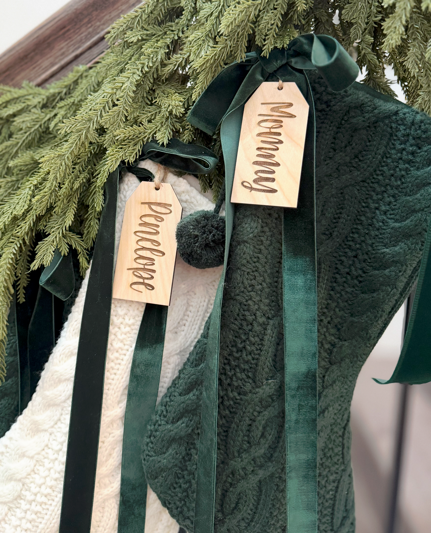 Engraved Christmas Stocking Tag, Personalized and Minimalist